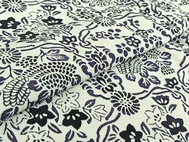  平和屋着物▽上質な小紋 単衣 草花文 正絹 jh 小紋 着物