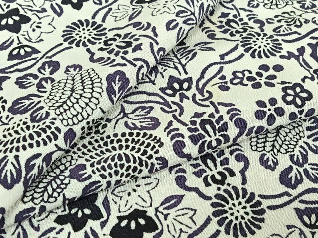 平和屋着物▽上質な小紋 単衣 草花文 正絹 jh