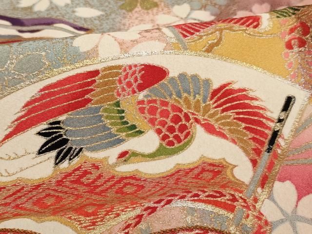正絹 七五三 着物 7歳 絞り模様 金彩 金駒刺繍 女の子 アンティーク