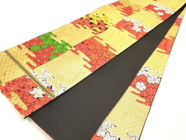 平和屋着物∵子供　女の子　全通柄袋帯　エ霞楓菊松文　金銀糸　逸品　DAAY3511ma