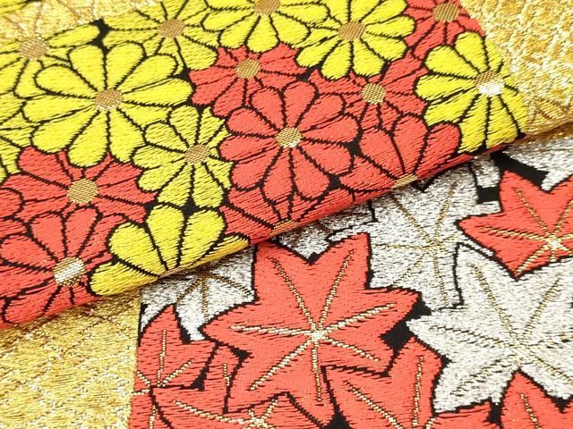 平和屋着物∵子供　女の子　全通柄袋帯　エ霞楓菊松文　金銀糸　逸品　DAAY3511ma