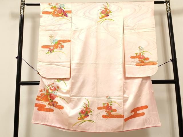 平和屋着物 七五三 女の子 ７歳 祝着 四つ身 駒刺繍 エ霞花文 金彩 ma