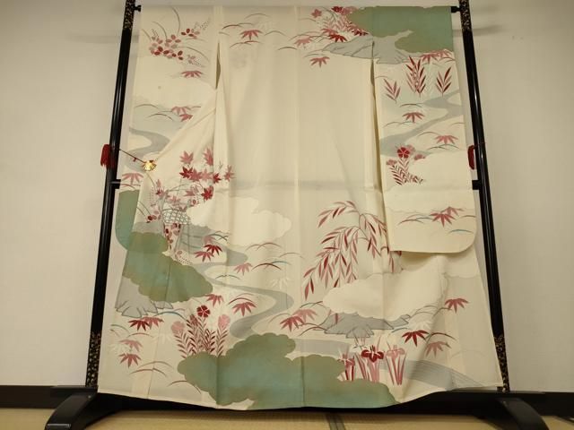 平和屋着物＊夏物 振袖 絽 風景文 金彩 正絹 jd