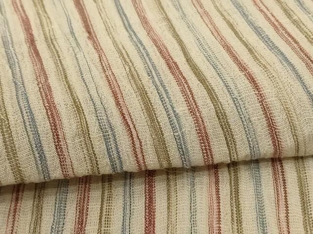  平和屋着物＊夏物 小紋 紗 縮織り 縞 正絹 jd 小紋 着物