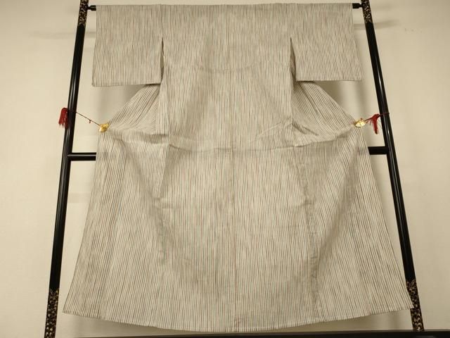 平和屋着物＊夏物 小紋 紗 縮織り 縞 正絹 jd