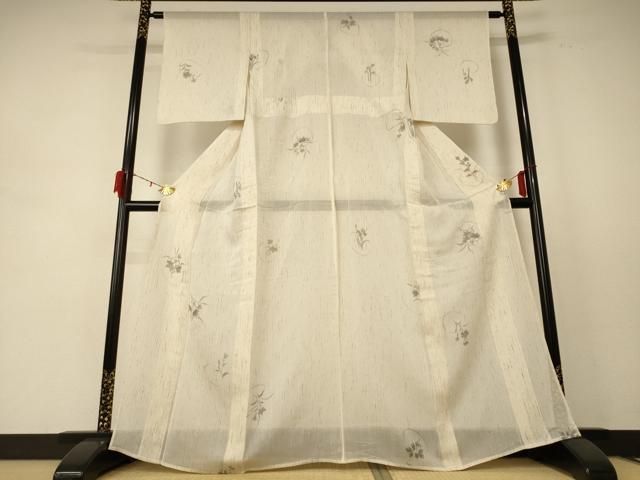 平和屋着物＊夏物 小紋 ぜんまい紬 草花丸文 木村芳次作 大丸扱い 反端付き 正絹 jd