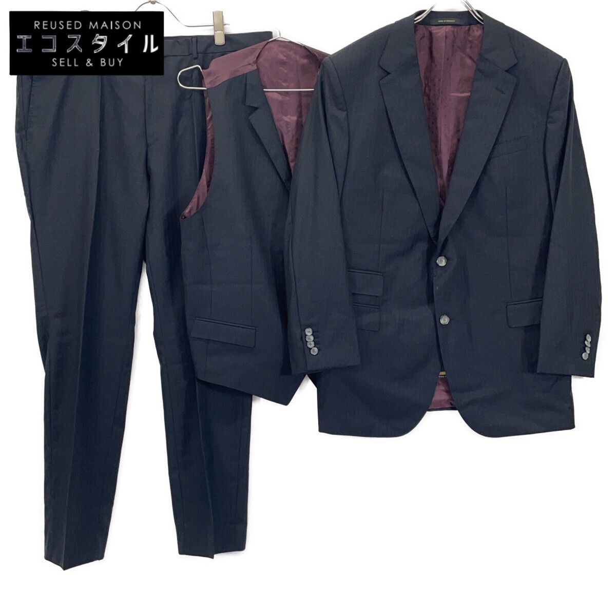 BOSS ボス ﾌﾞﾗｯｸ ｳｰﾙ ｽﾄﾗｲﾌﾟ ﾁｪﾝｼﾞﾎﾟｹｯﾄ 3 Pｽｰﾂ 表記なし