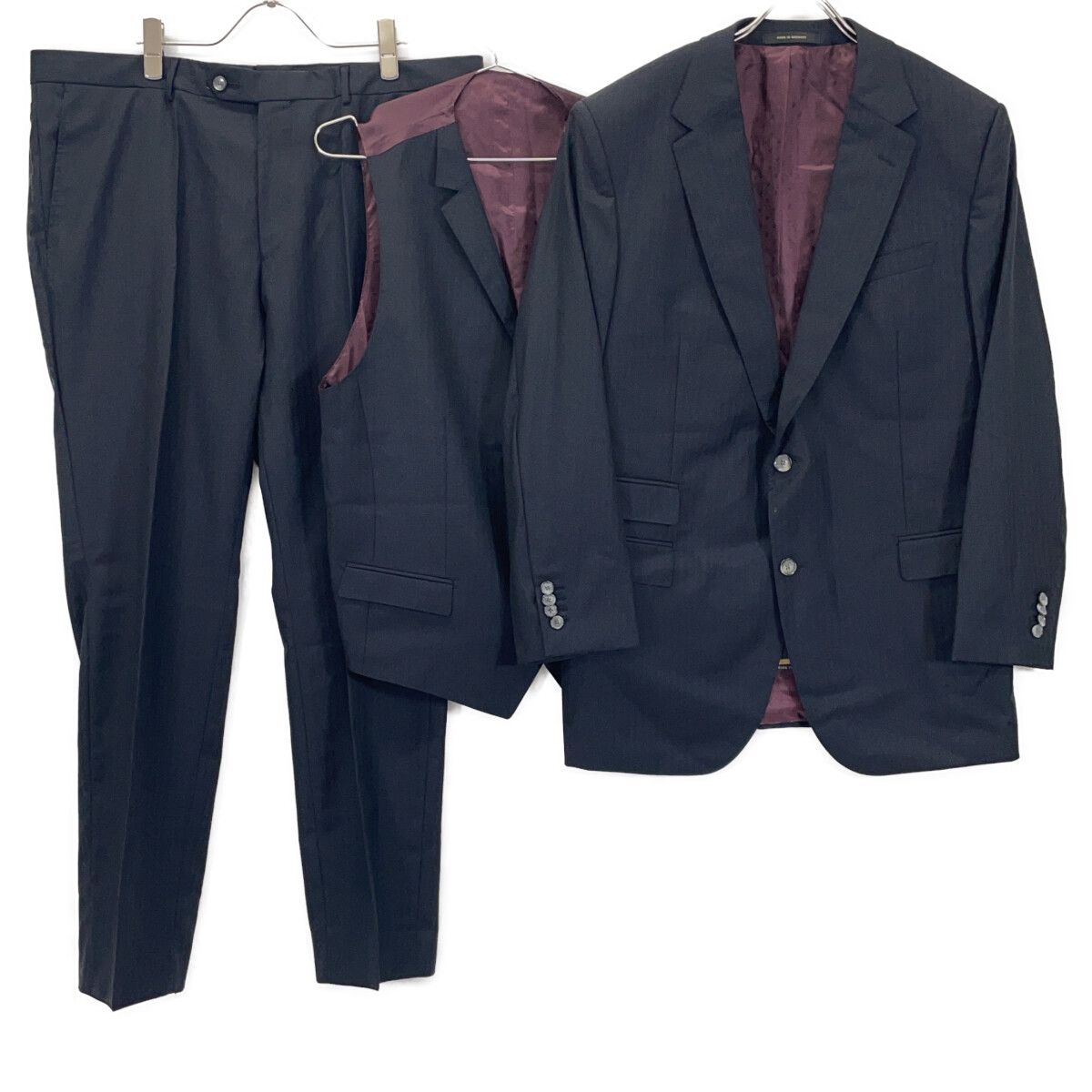 BOSS ボス ﾌﾞﾗｯｸ ｳｰﾙ ｽﾄﾗｲﾌﾟ ﾁｪﾝｼﾞﾎﾟｹｯﾄ 3 Pｽｰﾂ 表記なし