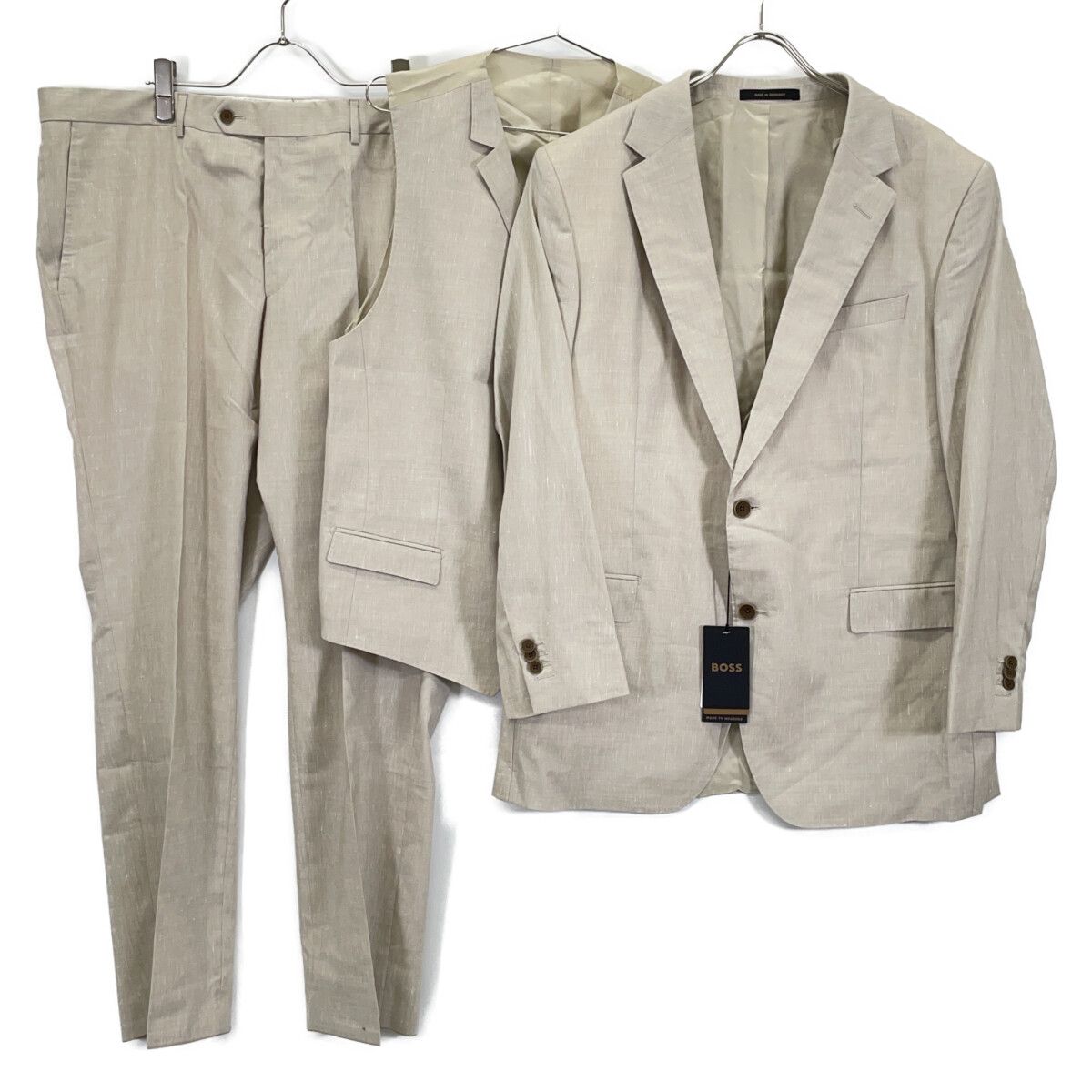 HUGO BOSS ヒューゴボス ﾍﾞｰｼﾞｭ ﾘﾈﾝｳｰﾙ 3 Pｽｰﾂ 表記なし