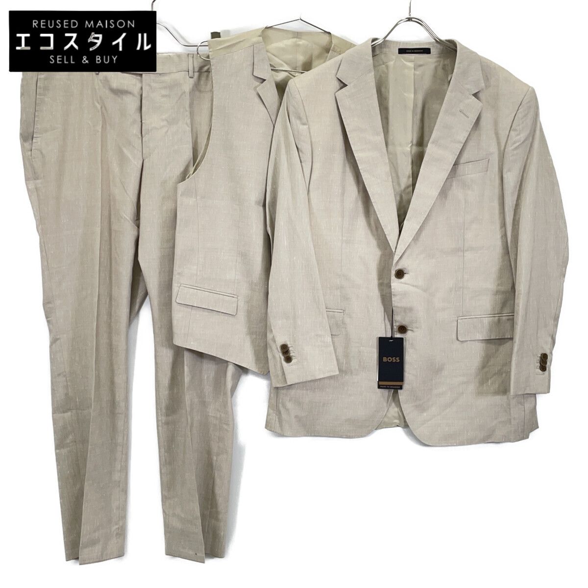 HUGO BOSS ヒューゴボス ﾍﾞｰｼﾞｭ ﾘﾈﾝｳｰﾙ 3 Pｽｰﾂ 表記なし