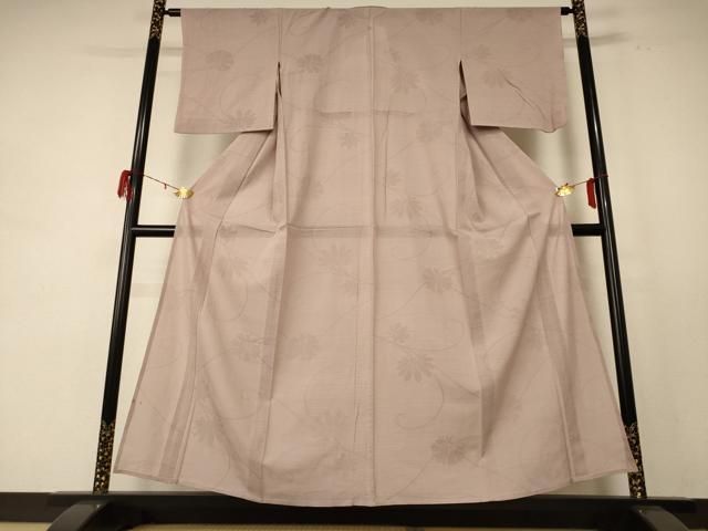 平和屋着物＊夏物 色無地 絽 花唐草 白茶色 正絹 jd