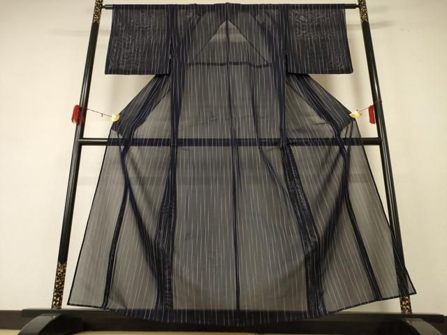 平和屋着物＊夏物 小紋 紗 縞 正絹 jd