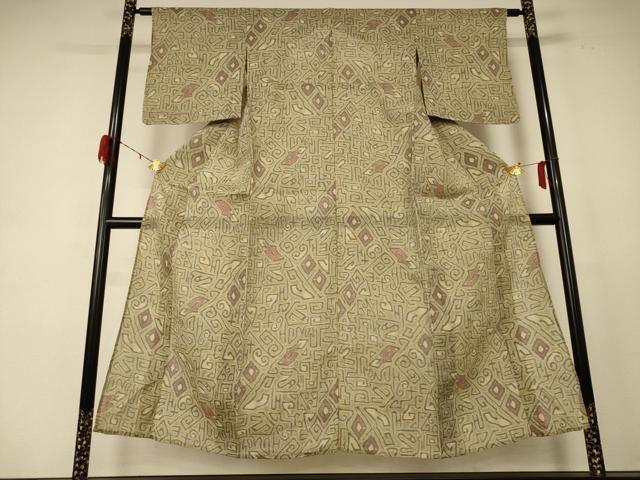 平和屋着物＊夏物 本場小千谷ちぢみ 幾何学文様 麻 逸品 AABE2720jd