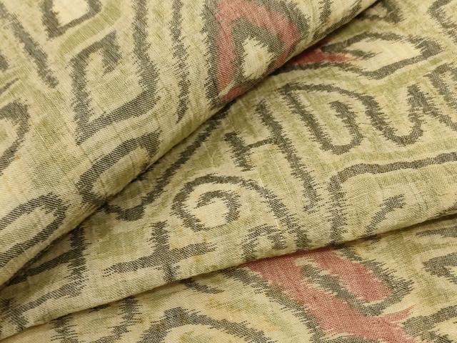 平和屋着物＊夏物 本場小千谷ちぢみ 幾何学文様 麻 逸品 AABE2720jd