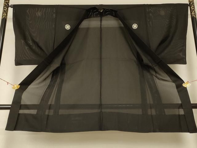 平和屋着物＊夏物 男性 黒紋付 羽織 正絹 jd