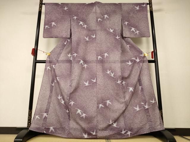 平和屋着物＊夏物 小紋 絽 舞鳥文 暈し染め 洗える着物 jd