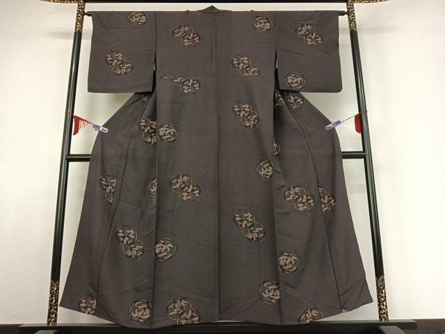 平和屋着物▽上質な小紋 単衣 花丸文 正絹 jh