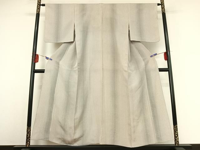 平和屋着物▽上質な小紋 単衣 縞 正絹 jh