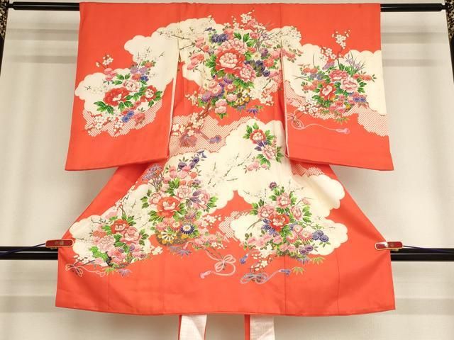 平和屋着物 お宮参り 女の子 祝着 産着 初着 のしめ 花車文 金彩 ja