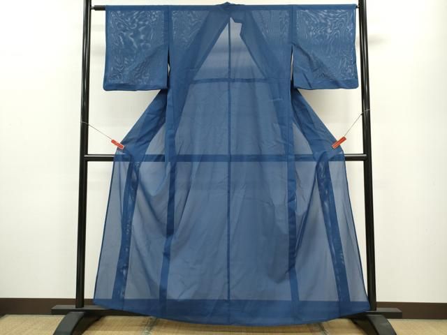 平和屋着物＊夏物 色無地 絽 深縹色 洗える着物 ze