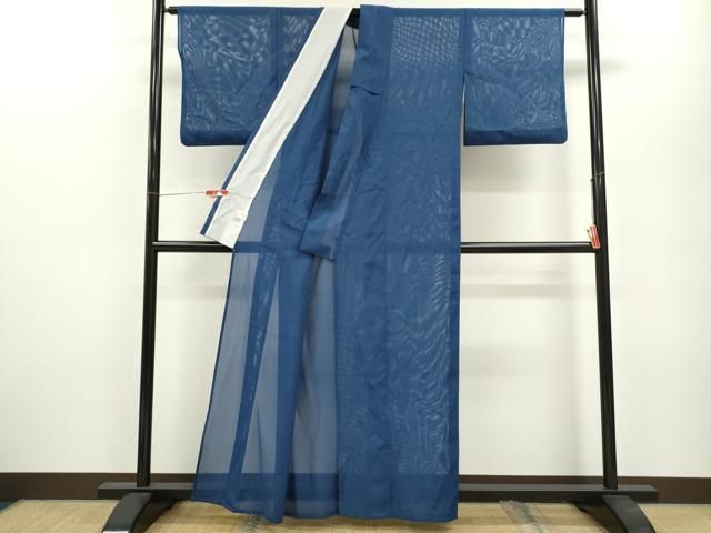  平和屋着物＊夏物 色無地 絽 深縹色 洗える着物 ze 色無地 着物