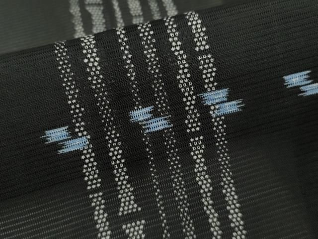  平和屋着物＊夏物 小紋 絽 燕竹間道 黒地 洗える着物 ze 小紋 着物