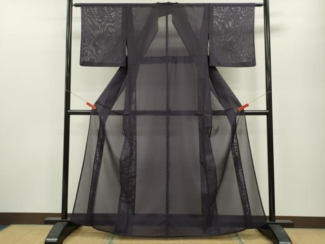 平和屋着物＊夏物 色無地 絽 深紫色 洗える着物 ze