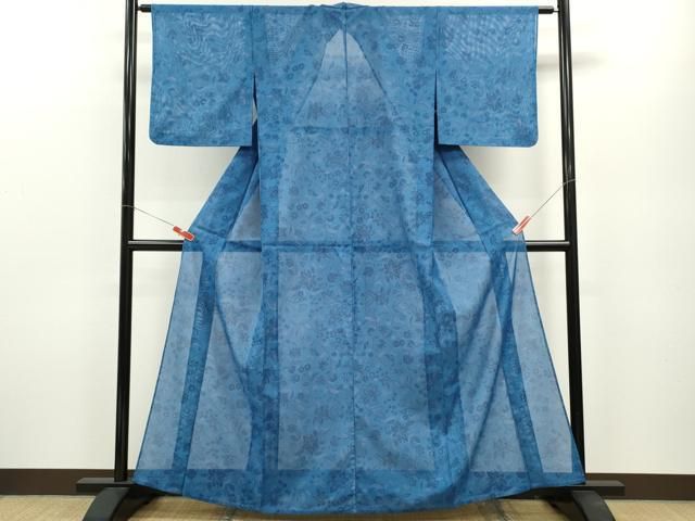 平和屋着物＊夏物 小紋 絽 枝更紗花文 洗える着物 CABB2119ze - メルカリ