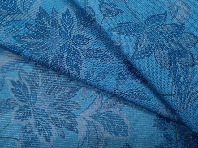 平和屋着物＊夏物 小紋 絽 枝更紗花文 洗える着物 ze