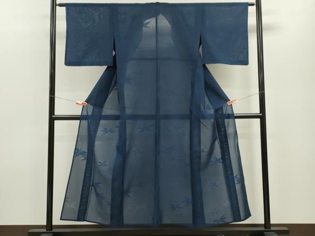 平和屋着物＊夏物 小紋 変わり絽 楓文 洗える着物 ze