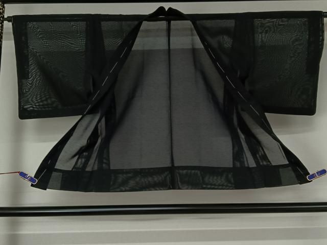 平和屋着物▽羽織 スリーシーズン 春夏秋 塵除け 霞文 暗黒色 正絹 jh