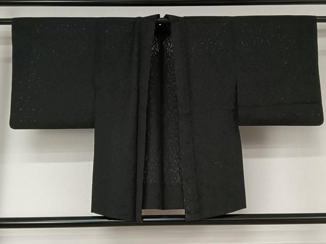 平和屋着物▽羽織 スリーシーズン 春夏秋 塵除け 草葉地紋 暗黒色 正絹 jh