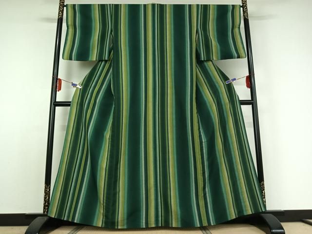 平和屋着物▽小紋 単衣 縞 洗える着物 jh