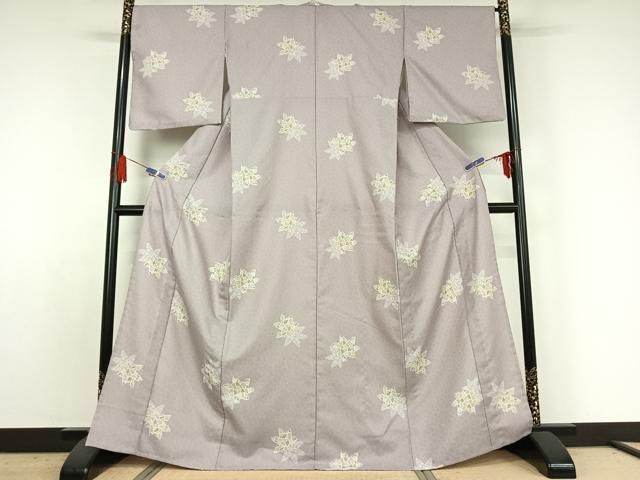 平和屋着物▽小紋 単衣 舞花文 洗える着物 jh