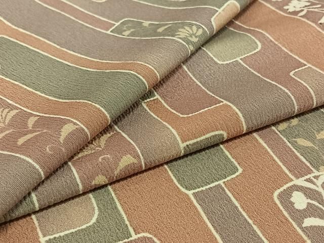 平和屋着物▽小紋 単衣 短冊花文 洗える着物 jh