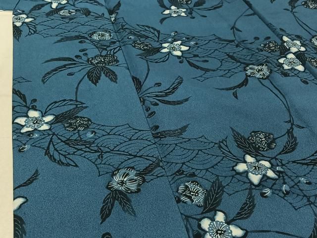  平和屋着物▽小紋 単衣 草花文 洗える着物 jh 小紋 着物