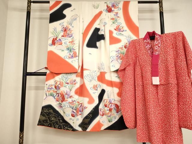 平和屋着物 七五三 女の子 ７歳 祝着 四つ身 長襦袢 無双仕立て セット 鴛鴦花文 暈し染め 金彩 ja