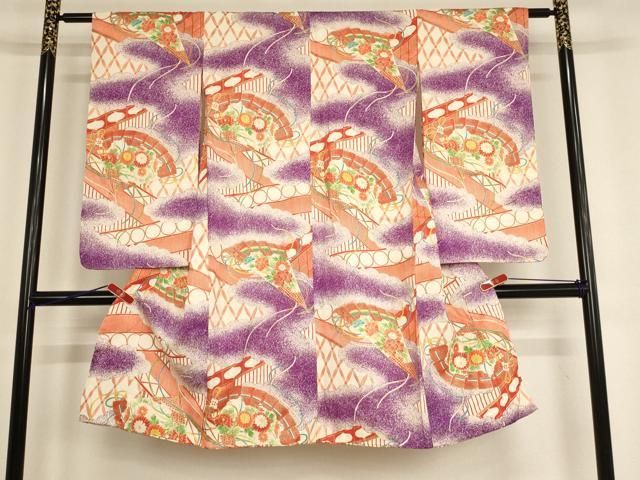 平和屋着物 七五三 女の子 5歳 祝着 檜扇花文 金彩 ja