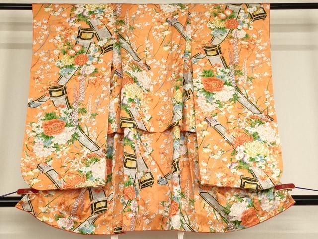 平和屋着物 七五三 女の子 ３歳 祝着 三つ身 楽器花文 琴 ja