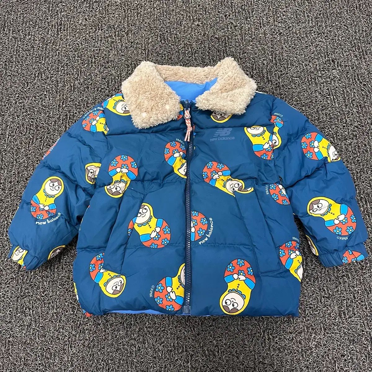 110 ニュー ンス キッズ ダックダウン ダウン リバーシブル パディング ブルー