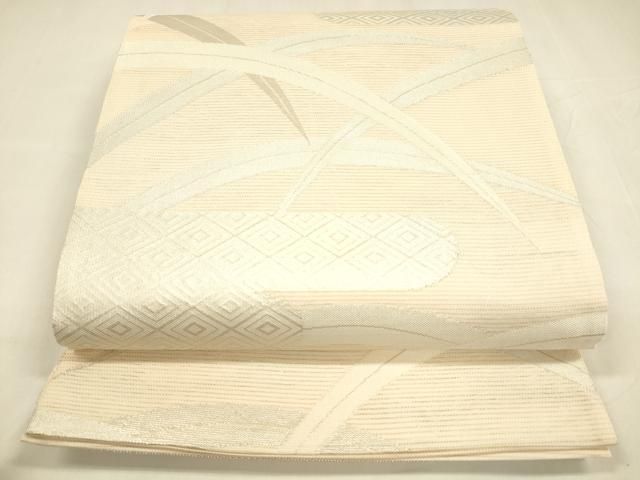 平和屋着物＊夏物 六通柄袋帯 草葉文 銀糸 やまと誂製 正絹 cm