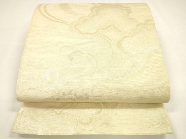 平和屋着物＊夏物 六通柄袋帯 流水雲文 金糸 正絹 cm