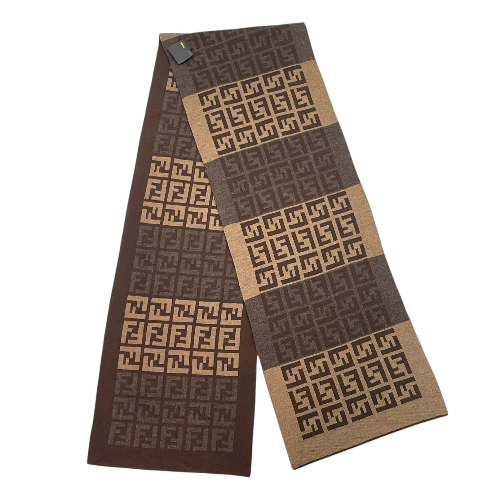 FENDI フェンディ マフラー FFロゴ ウール ストール ブラウン