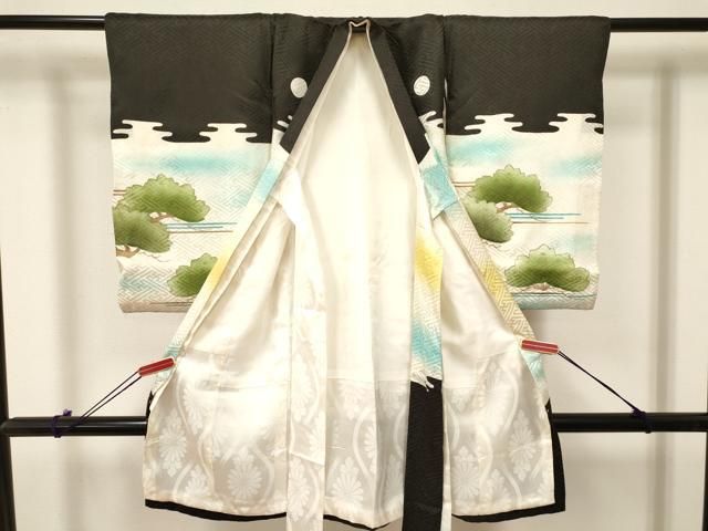 平和屋着物 お宮参り 男の子 祝着 産着 初着 のしめ 刺繍 鷹 鷲 几帳松文 暈し染め 金彩 ma