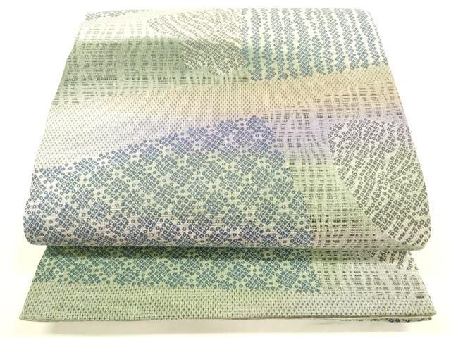 平和屋着物▽西陣 京藝謹製 スリーシーズン 春夏秋 両面 全通柄袋帯 鹿の子文 鱗文 金銀糸 証紙付き 正絹 cm