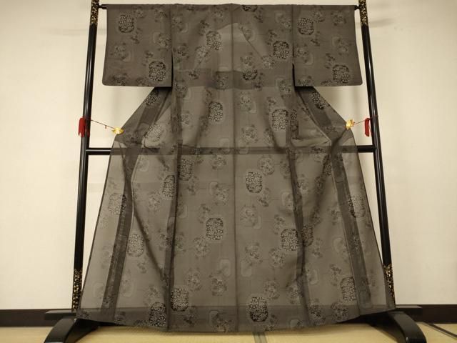 平和屋着物＊夏物 本場大島紬 夏大島 花絵皿文 正絹 jd