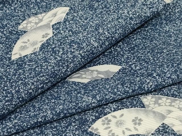 平和屋着物＊夏物 小紋 絽 地紙草花文 洗える着物 jd