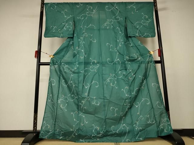 平和屋着物＊夏物 小紋 絽 唐草文 洗える着物 ♥ jd