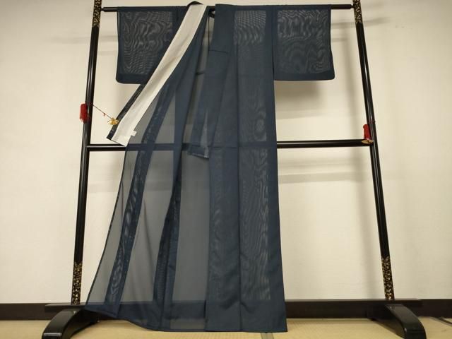 平和屋着物＊夏物 色無地 絽 藍鉄色 洗える着物 jd