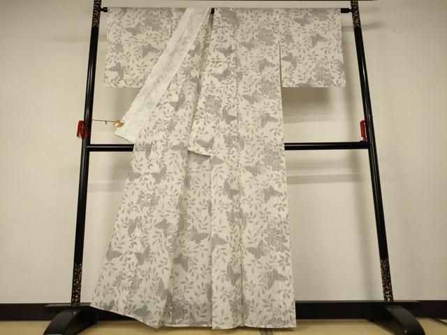  平和屋着物＊夏物 小紋 紗 花蝶文 洗える着物 jd 小紋 着物